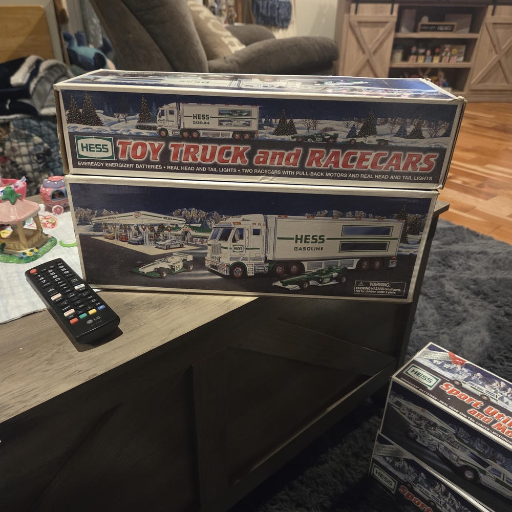 Toy Truck and Racecars - White and Green